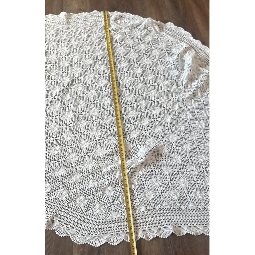 Vintage Handmade White Crochet Doily IMPERFECT Large Lace Table Topper READ MORE